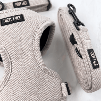 Dog Harness (Full Set) (Coco) – Dog Harness, Dog Collar, Dog Lead, Dog Poo Holder, Dog Bow Tie – by Furry Tails